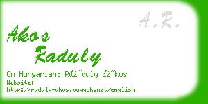 akos raduly business card